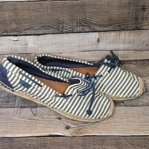 Sperry Top-Siders Navy & White stripe Nautical Jute sz 9.5M